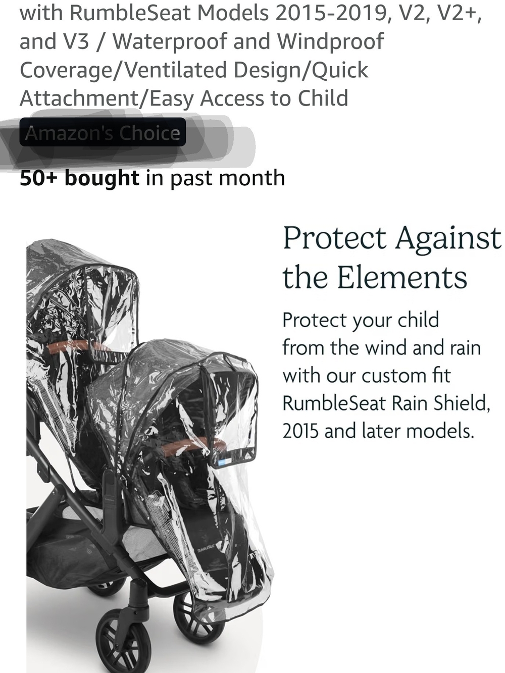 One UPPAbaby VISTA Clear Rain Shield for Stroller - Transparent